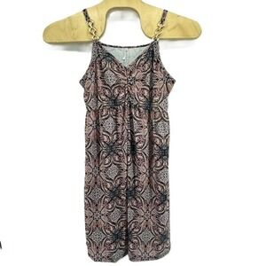 Soesdemo Paisley Print Empire Waist Dress Gold Chain Straps XL Black Terracotta